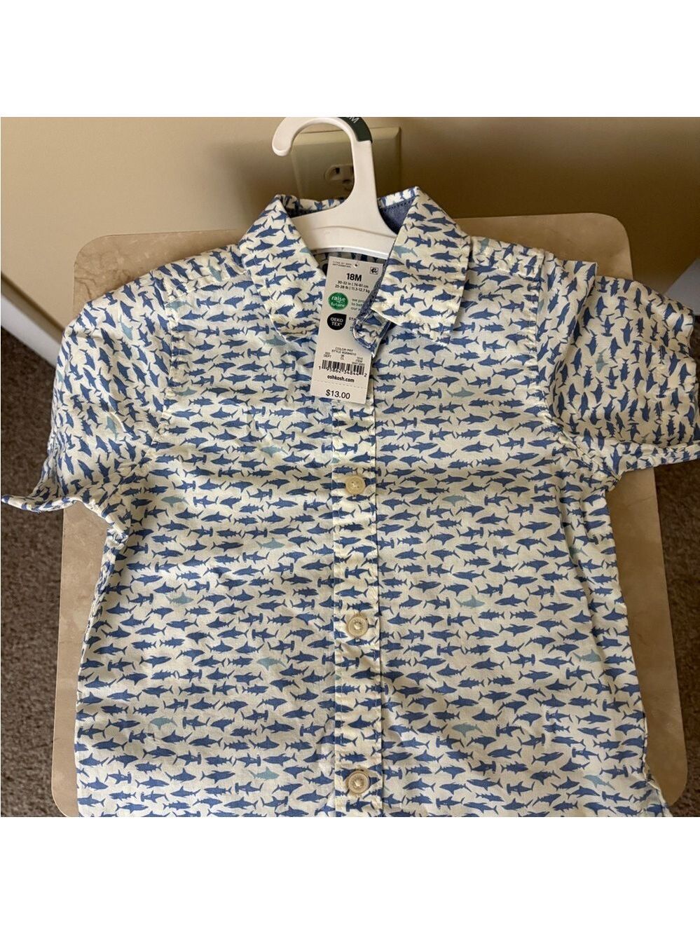 Osh Kosh Infant’s Blue Shark Print Shirt NWT